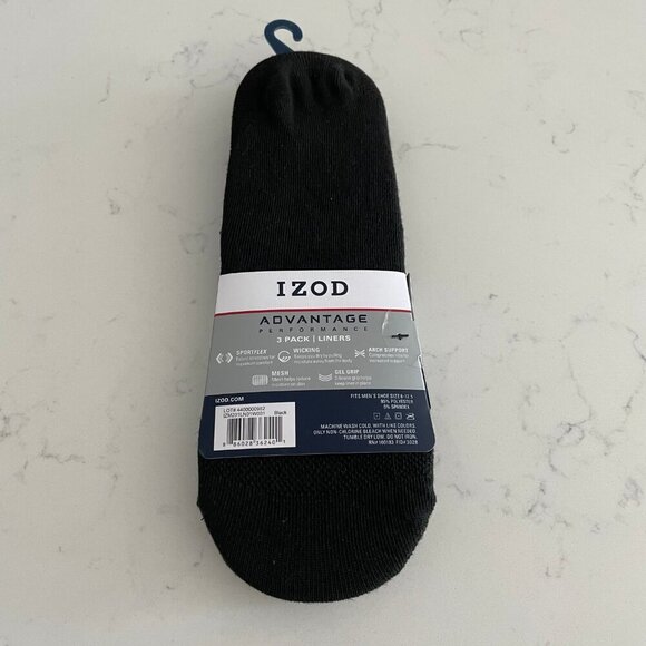IZOD Advantage Performance 3 Pack No Show Poly Liners/Socks Black Sz 6-12.5 NWT - Picture 6 of 8